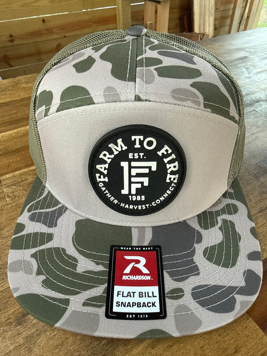 C3 Green Camo 7panel Richardson Flat Bill Hat PVC