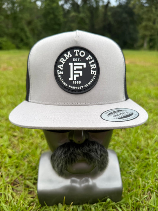 Grey Flat Bill Hat Yupoong PVC Patch