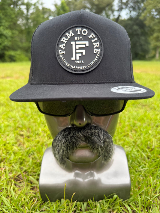 Black Flat Bill Hat Yupoong PVC Patch
